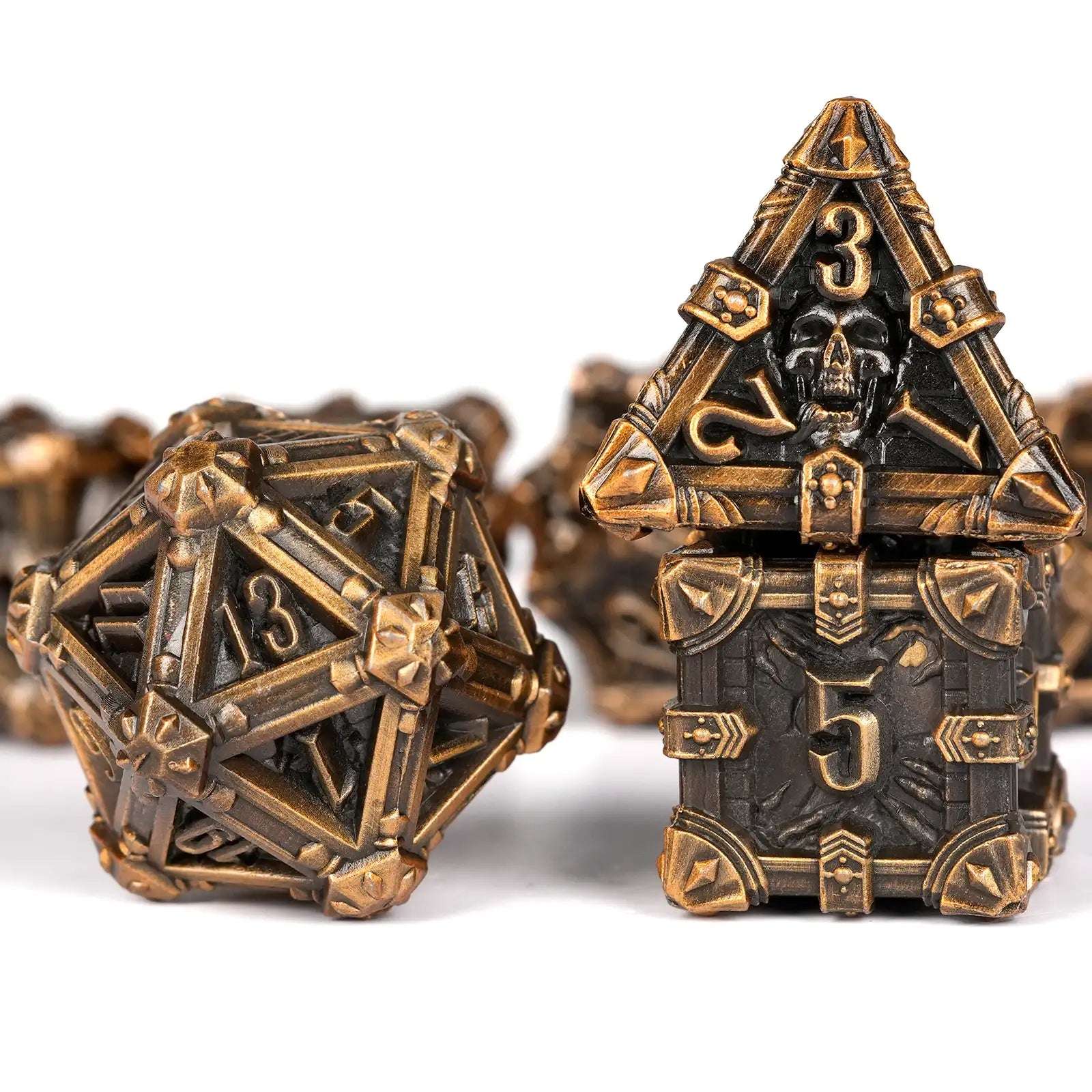 Mysterious dark gothic skeleton series metal dnd dice set