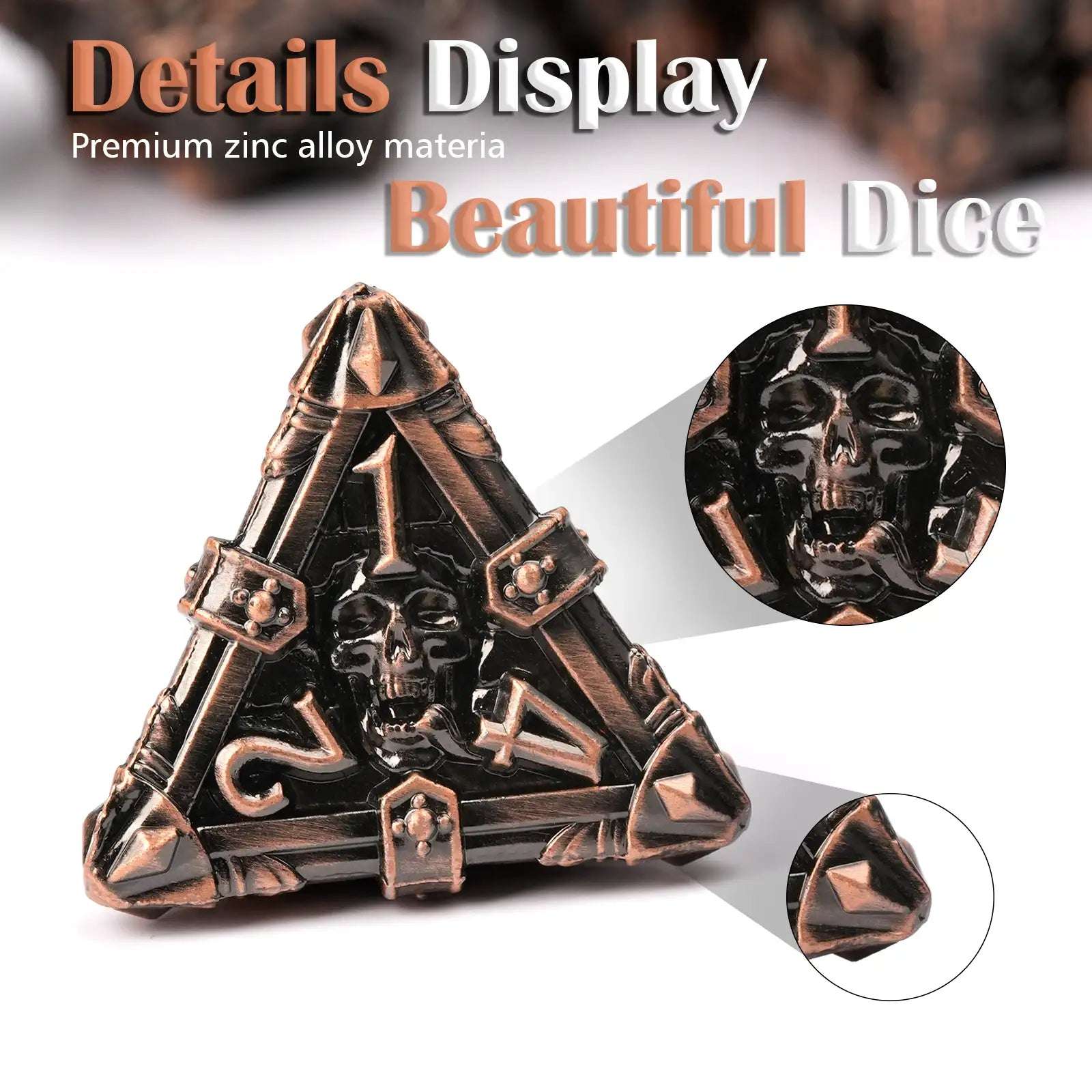 Mysterious dark gothic skeleton series metal dnd dice set