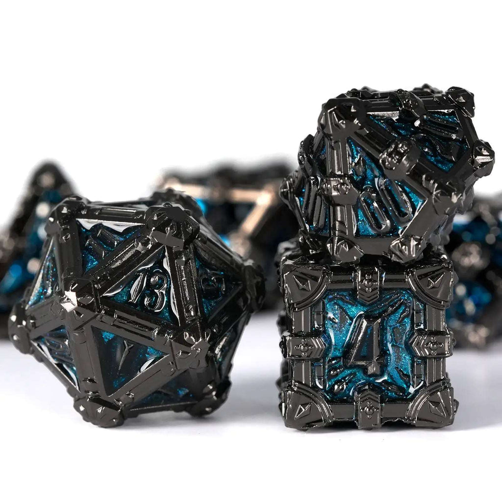 Mysterious dark gothic skeleton series metal dnd dice set