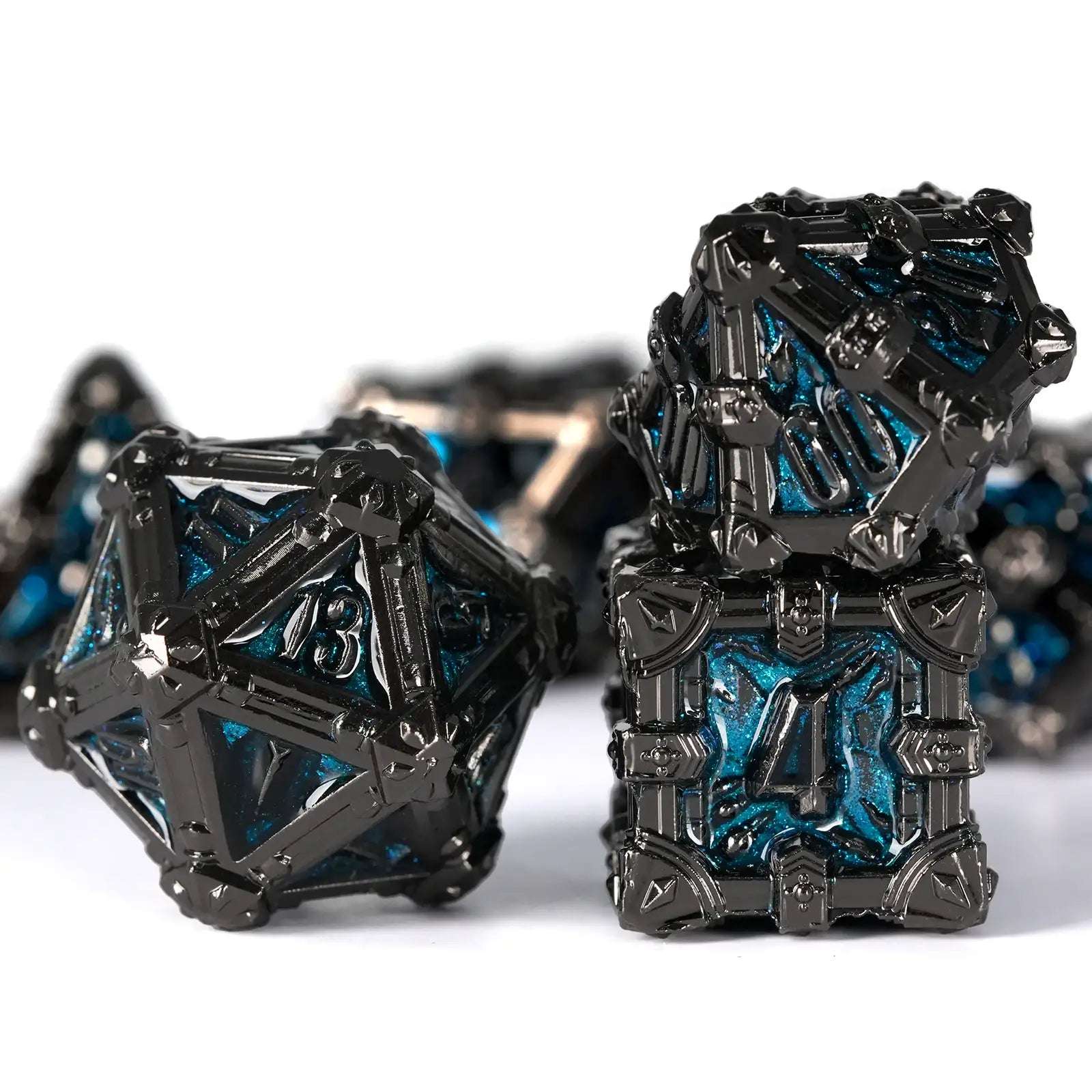 Mysterious dark gothic skeleton series metal dnd dice set