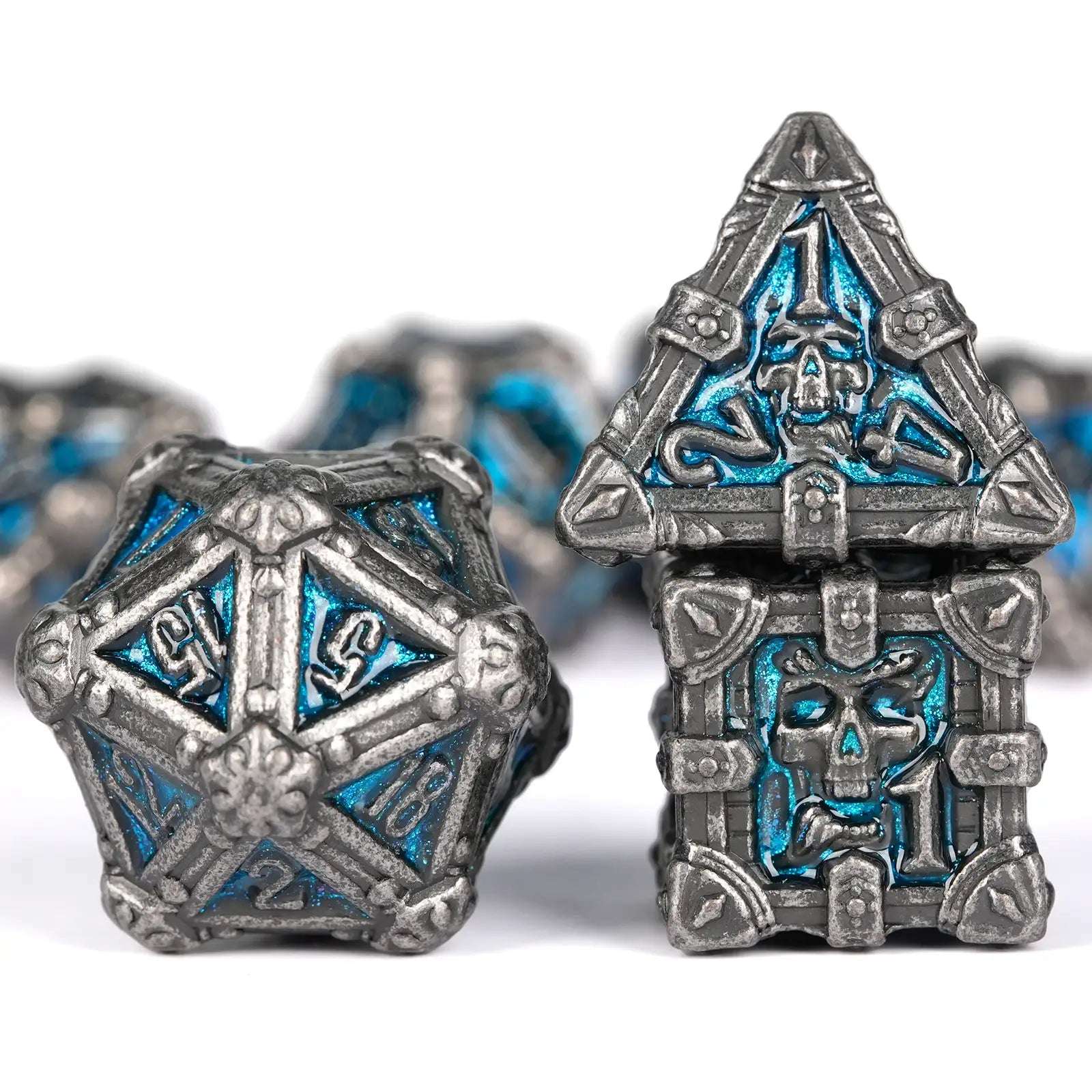 Mysterious dark gothic skeleton series metal dnd dice set