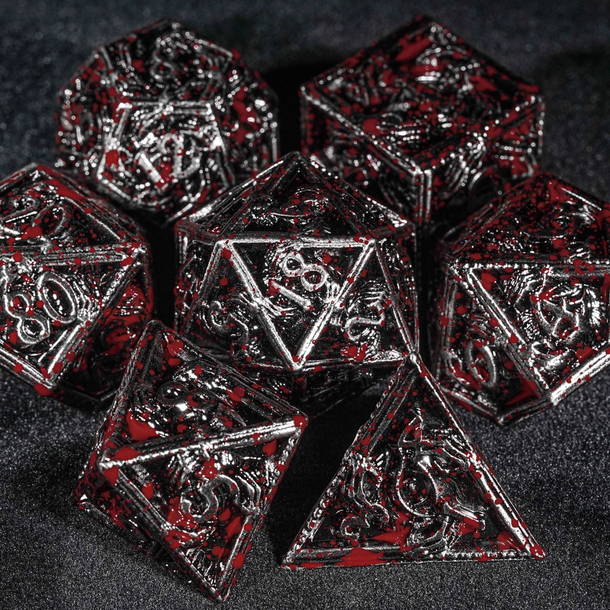 Mystic Wizard - Dark Skeleton Hand Metal DND Dice Set