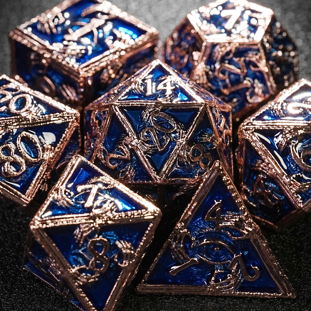 Mystic Wizard - Dark Skeleton Hand Metal DND Dice Set