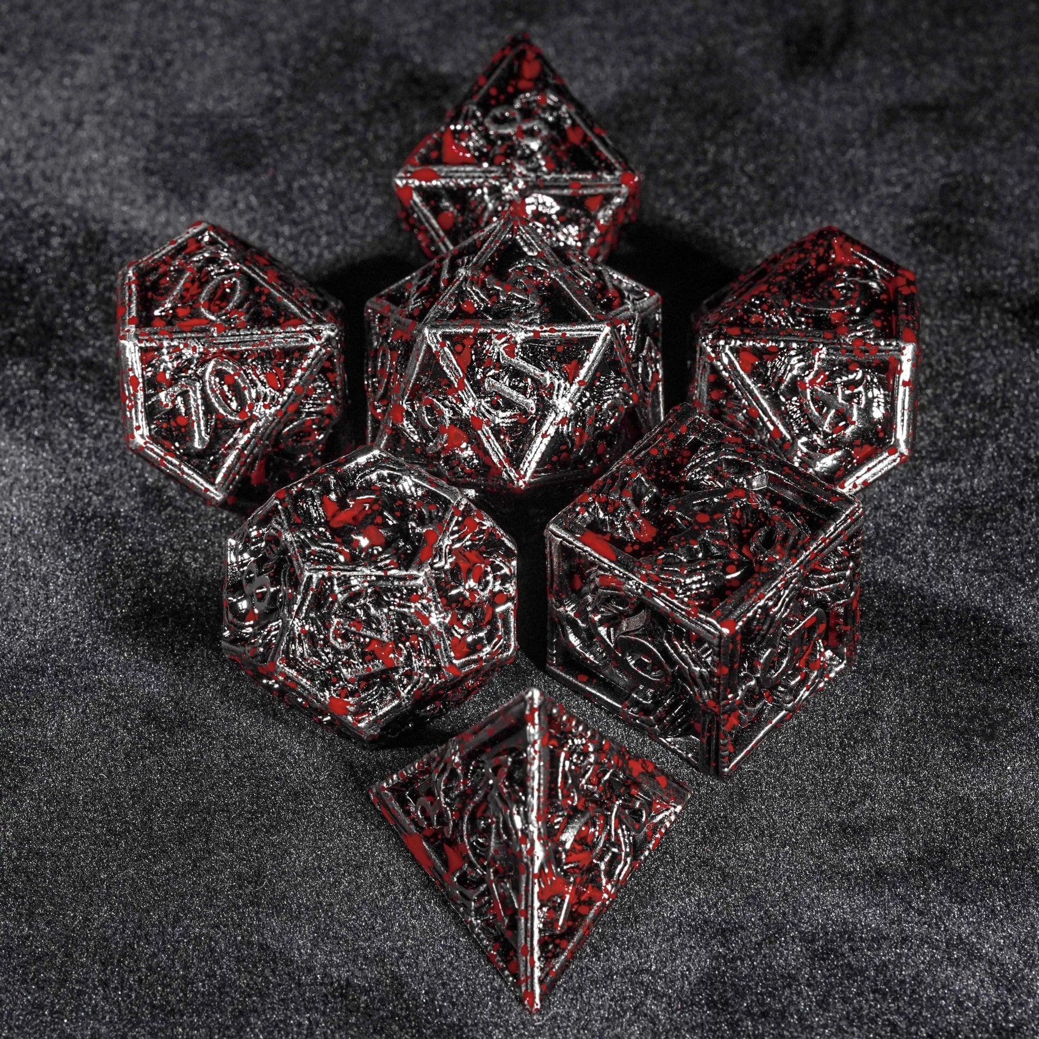 Mystic Wizard - Dark Skeleton Hand Metal DND Dice Set