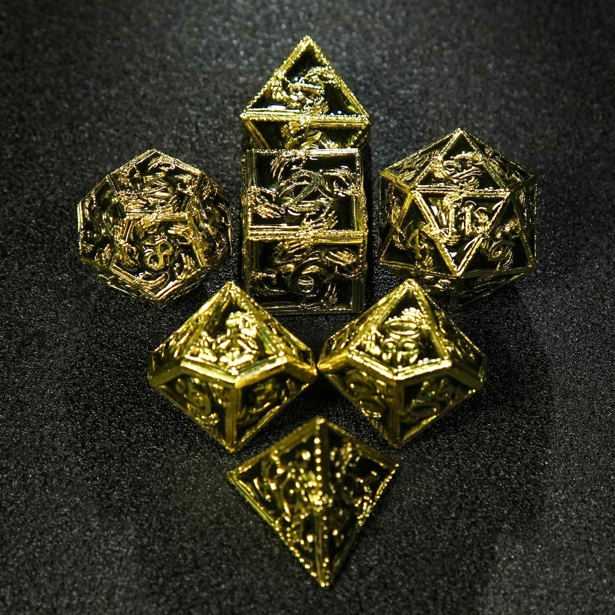 Mystic Wizard - Dark Skeleton Hand Metal DND Dice Set