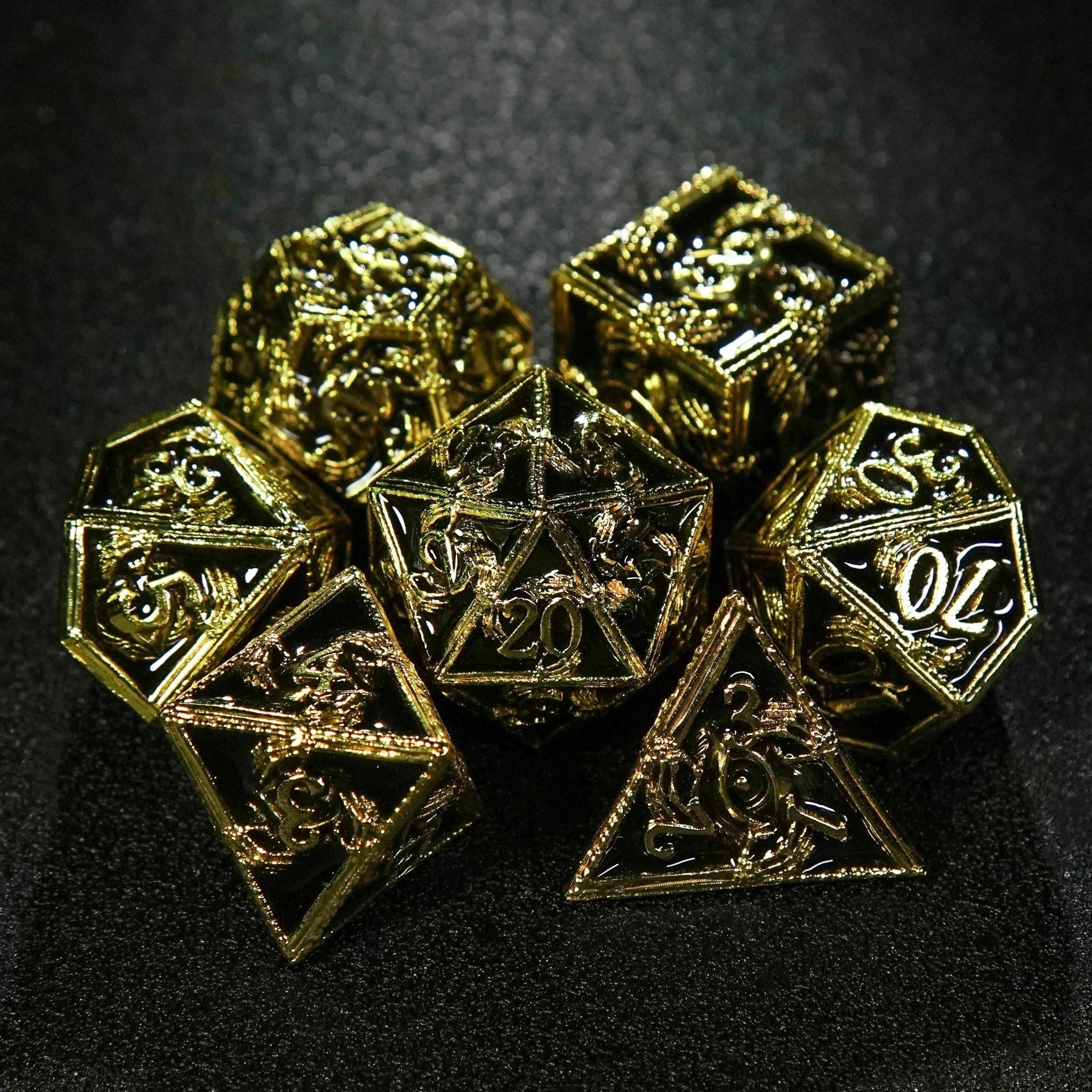 Mystic Wizard - Dark Skeleton Hand Metal DND Dice Set