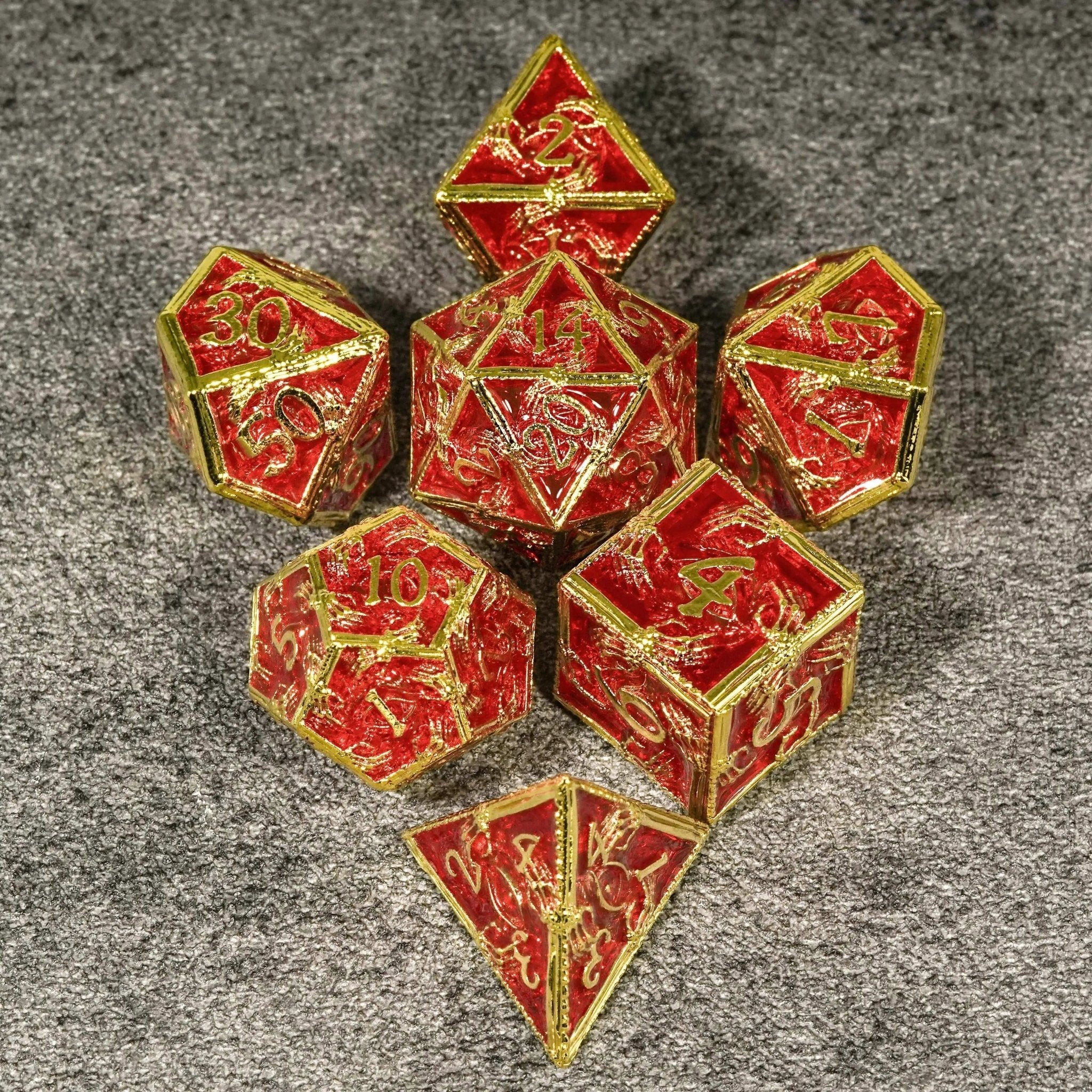 Mystic Wizard - Dark Skeleton Hand Metal DND Dice Set