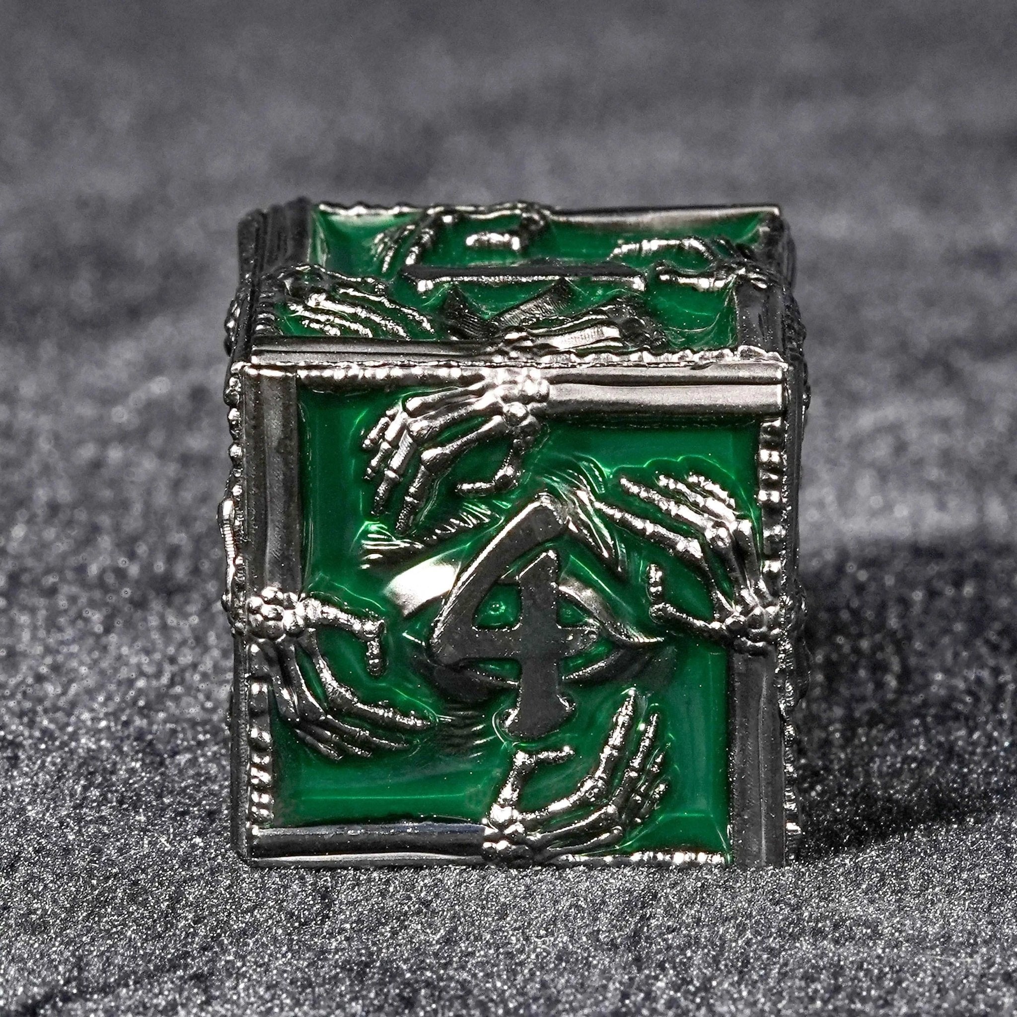 Mystic Wizard - Dark Skeleton Hand Metal DND Dice Set