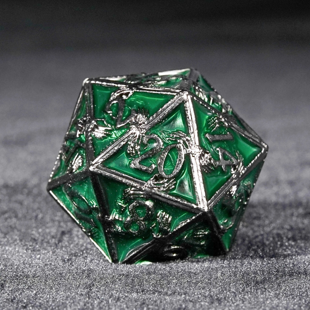 Mystic Wizard - Dark Skeleton Hand Metal DND Dice Set