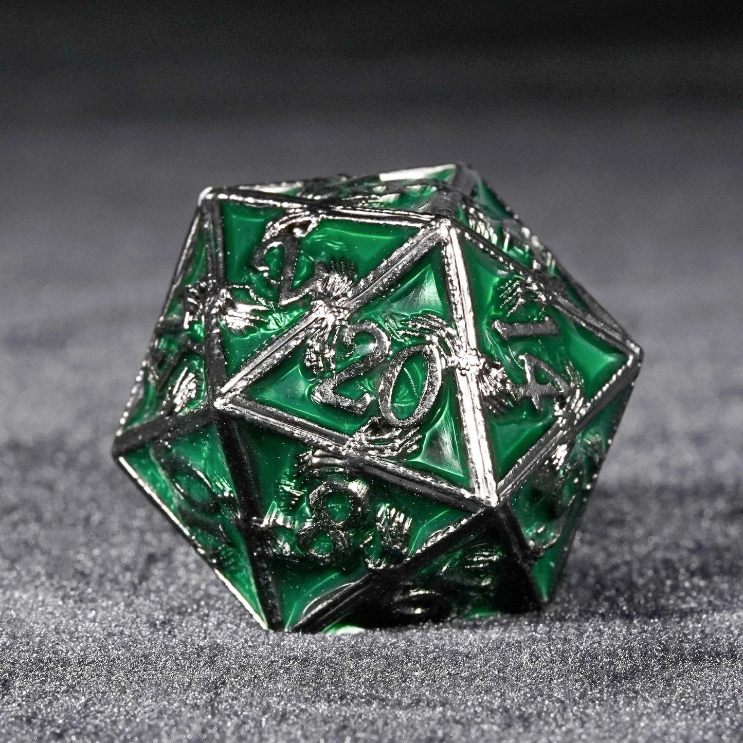 Mystic Wizard - Dark Skeleton Hand Metal DND Dice Set