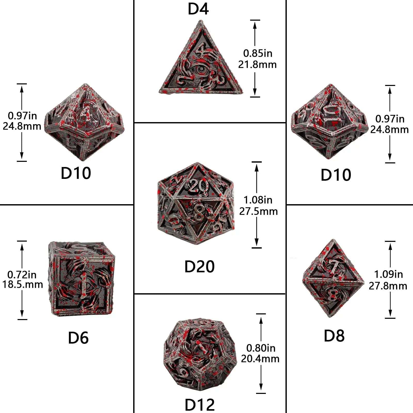 Mystic Wizard - Dark Skeleton Hand Metal DND Dice Set