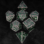 Mystic Wizard - Dark Skeleton Hand Metal DND Dice Set