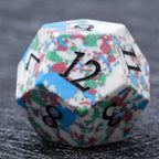 Natural color spotted gemstone DND dice set + black font