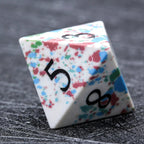 Natural color spotted gemstone DND dice set + black font
