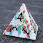 Natural color spotted gemstone DND dice set + black font
