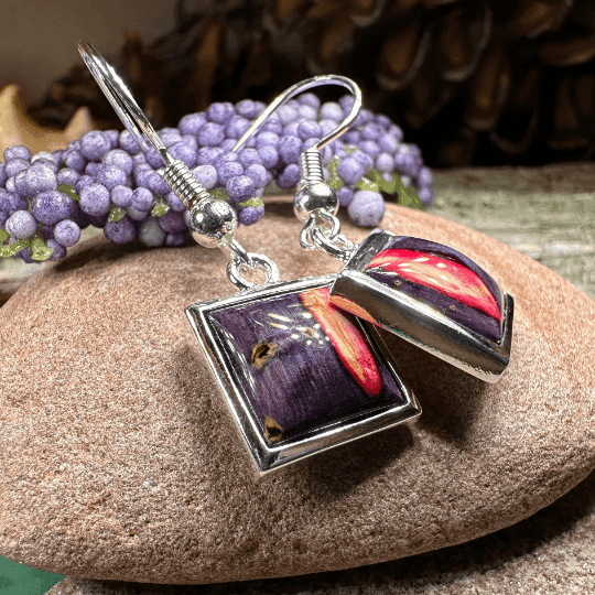 Heathergems Square Earrings - Purple