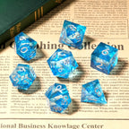 Ocean Theme - Liquid Core Resin DND Dice Set + Silver Font