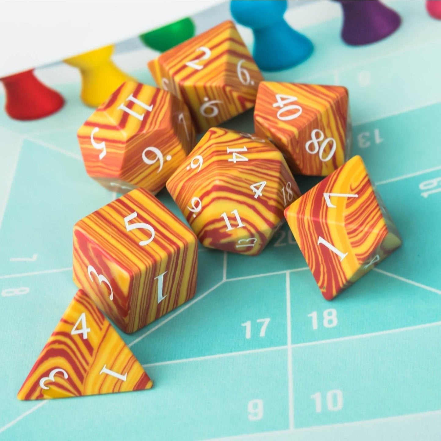 Orange Malachite Gemstone Dice Set - 