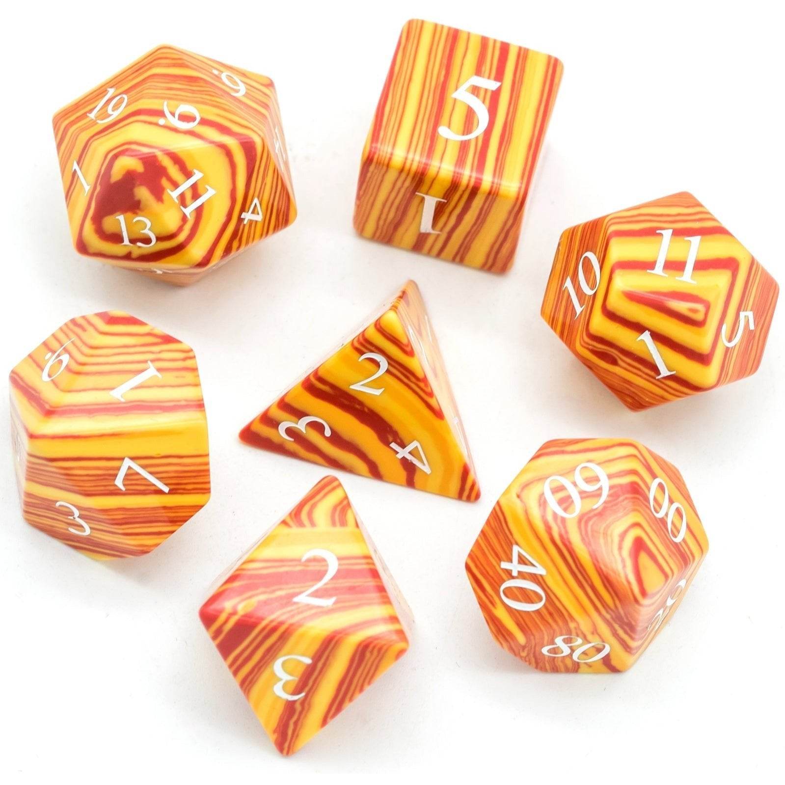 Orange Malachite Gemstone Dice Set - 