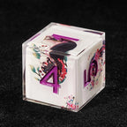 Oriental Culture - White Resin DND Dice Set + Purple Font