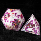 Oriental Culture - White Resin DND Dice Set + Purple Font