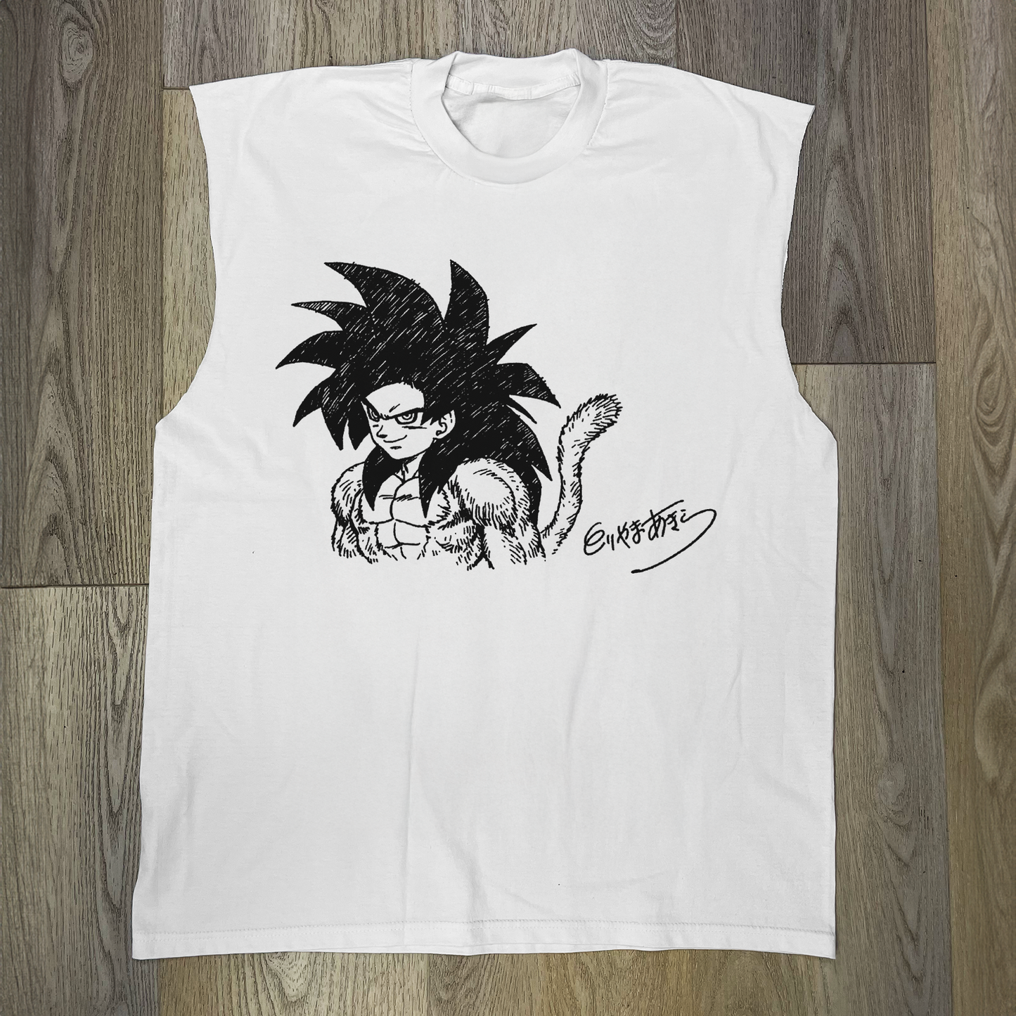 Toriyama 'Ssj 4 Goku' Vintage White Cut-Off Tee