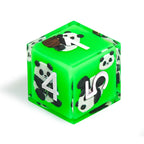 Panda Decal Green Resin DND Dice Set + White Font