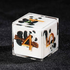 Panda Martial Monk - White Resin dnd Dice Set + Gold Font