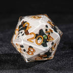 Panda Martial Monk - White Resin dnd Dice Set + Gold Font