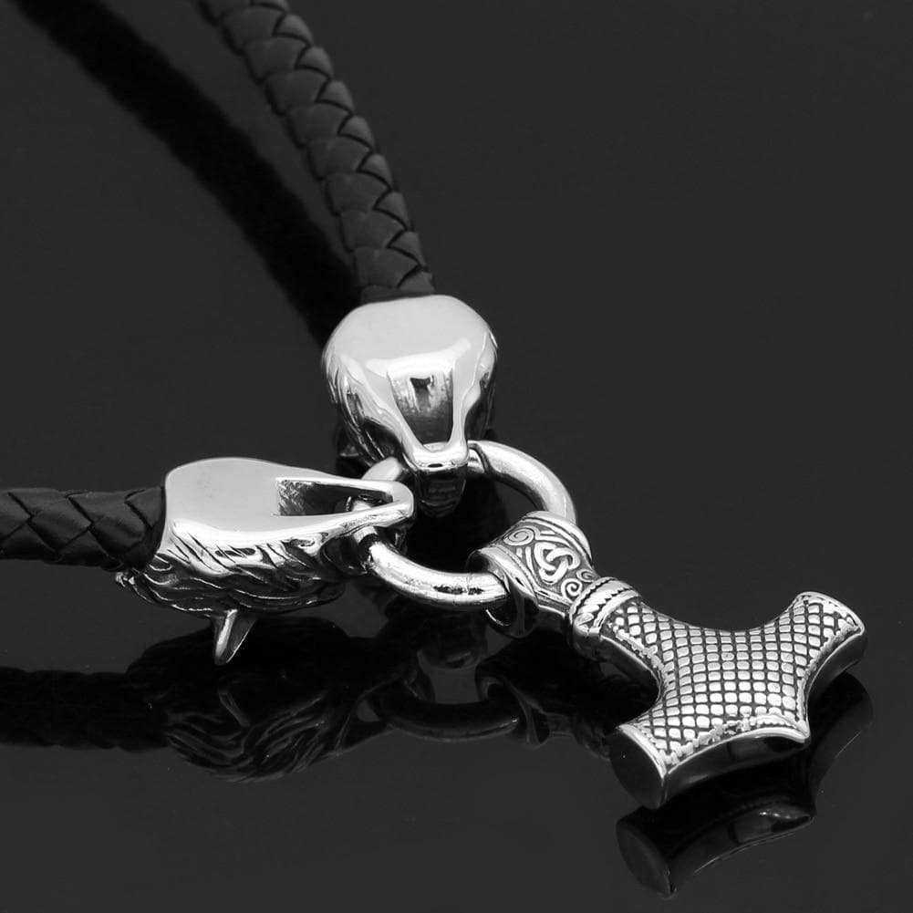 Vikings Wolf Mjolnir Stainless Steel Bracelet - 50 CM / 20 INCHES