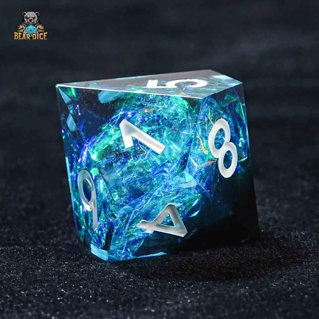 Phantom Blue Black Resin 10 Sided Dice (D10 Dice)