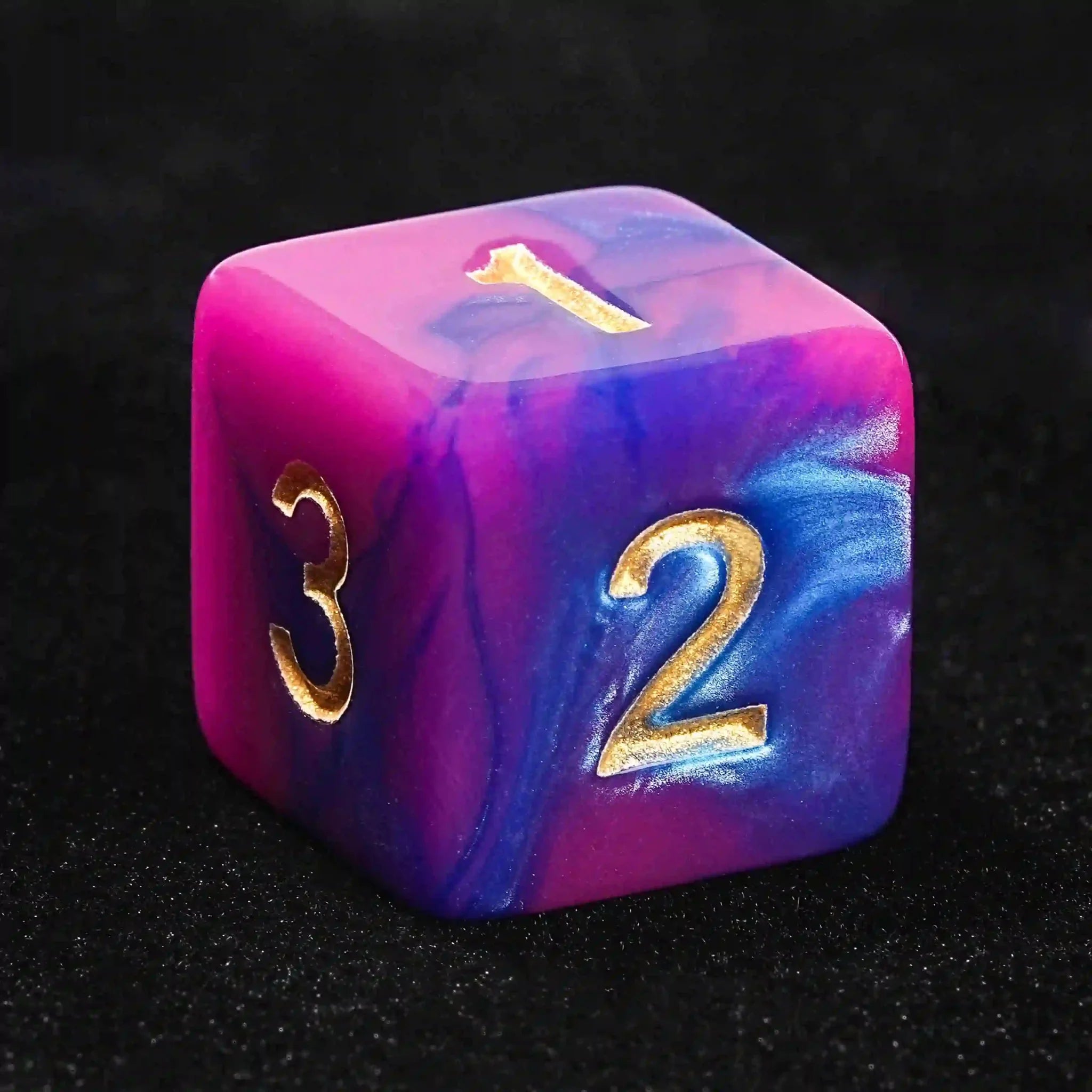 Pink and Purple Gradient Acrylic DND Dice Set + Gold number