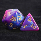Pink and Purple Gradient Acrylic DND Dice Set + Gold number