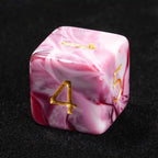 Pink marble texture acrylic DND dice set + gold number