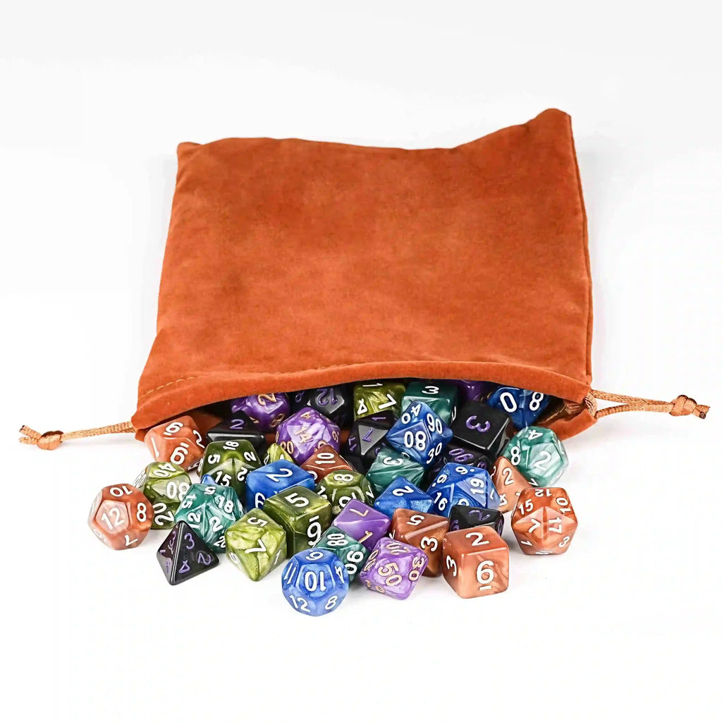 Polyhedral Acrylic DND Dice Set - 5-Piece Set RPG Dice + Dice Bag