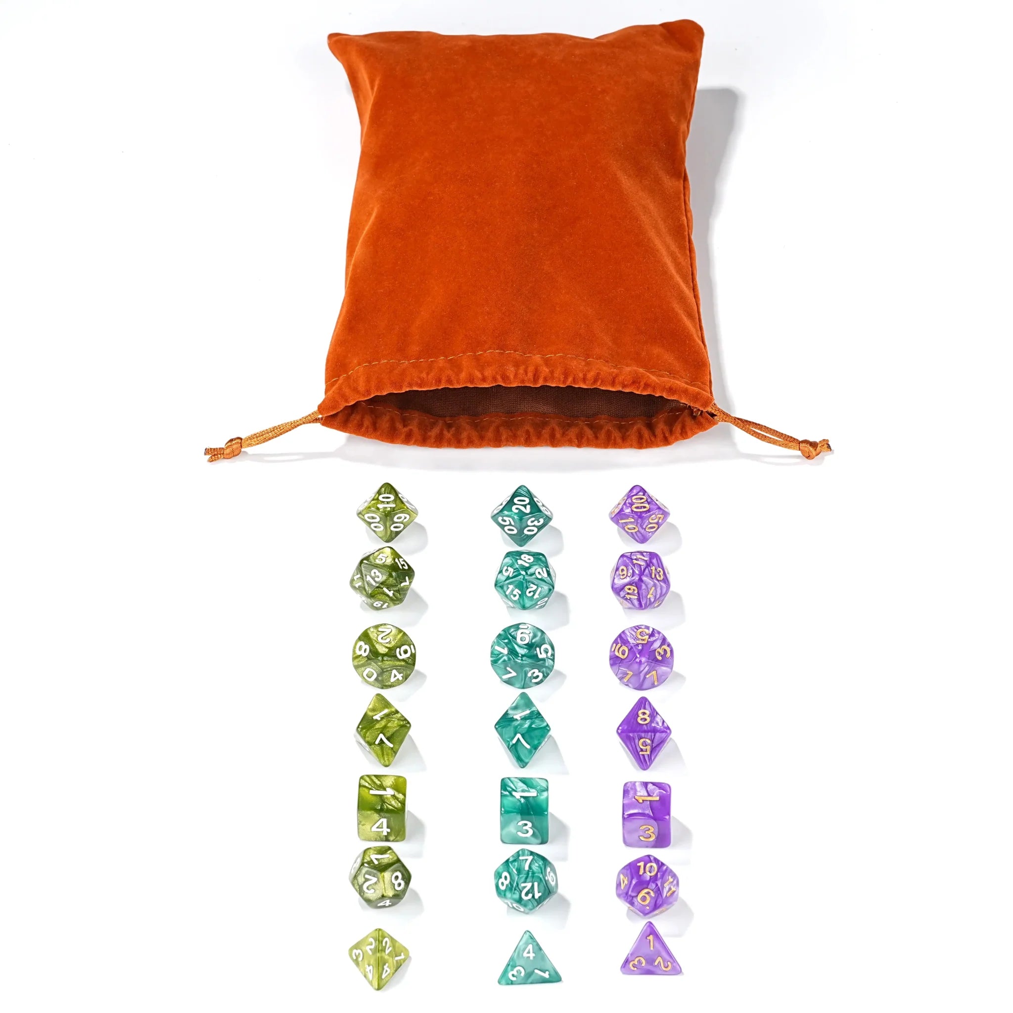 Polyhedral Acrylic DND Dice Set - 5-Piece Set RPG Dice + Dice Bag