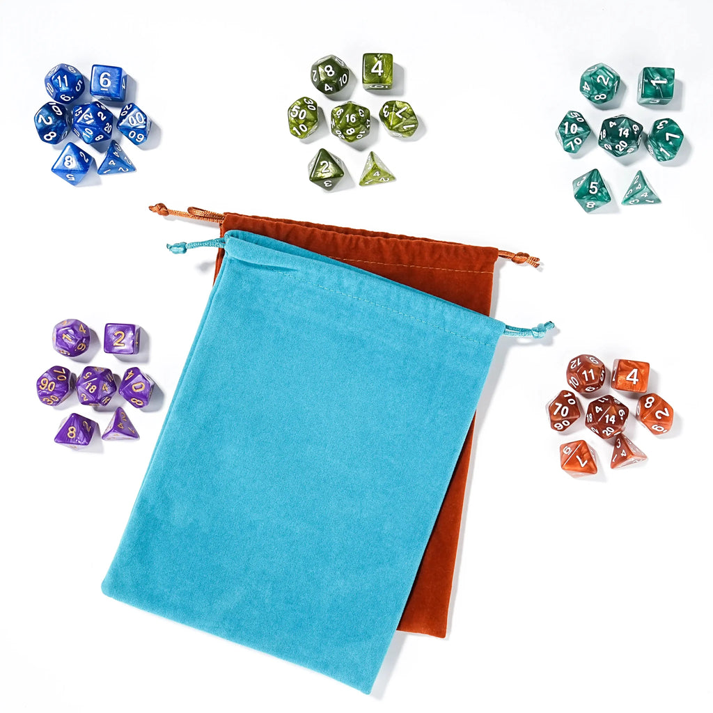 Polyhedral Acrylic DND Dice Set - 5-Piece Set RPG Dice + Dice Bag