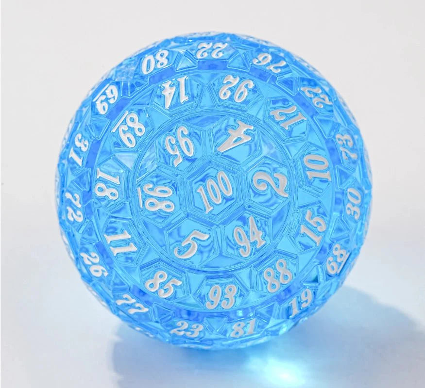 Premium Pink Acrylic D100 Dice – Bright Blue Numbering