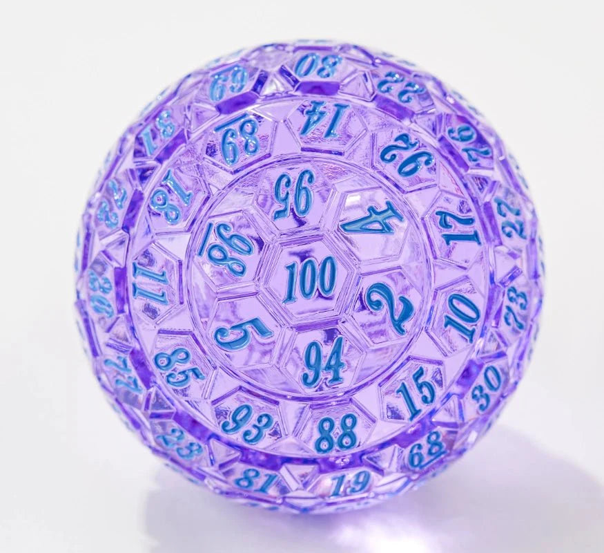 Premium Pink Acrylic D100 Dice – Bright Blue Numbering