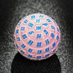 Premium Pink Acrylic D100 Dice – Bright Blue Numbering
