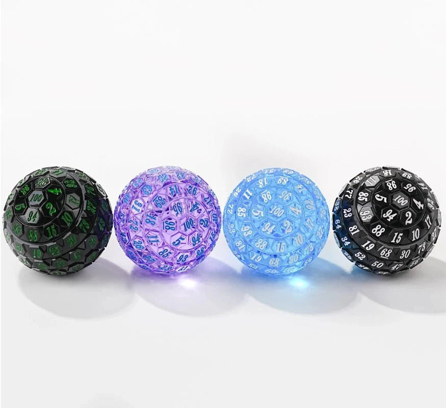 Premium Pink Acrylic D100 Dice – Bright Blue Numbering