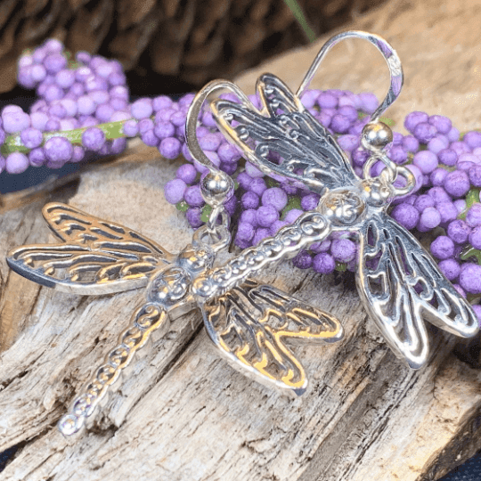 Triple Spiral Dragonfly Earrings - 
