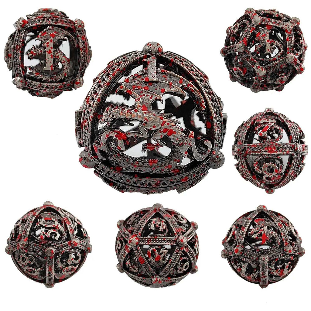 Pteranodon Round Bloodstained Hollow Metal D&D Dice Set