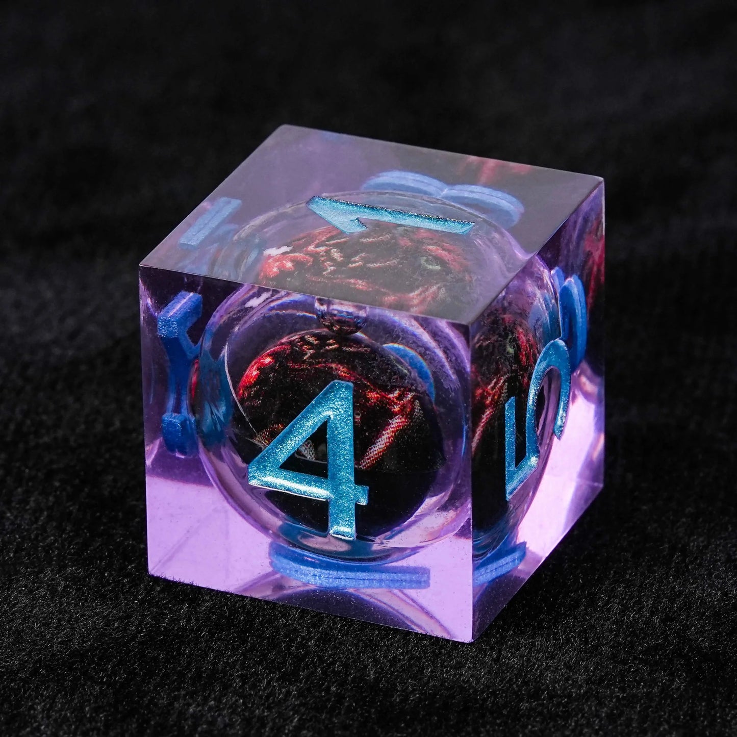 Purple resin dice with sharp edges Quicksand fang monster
