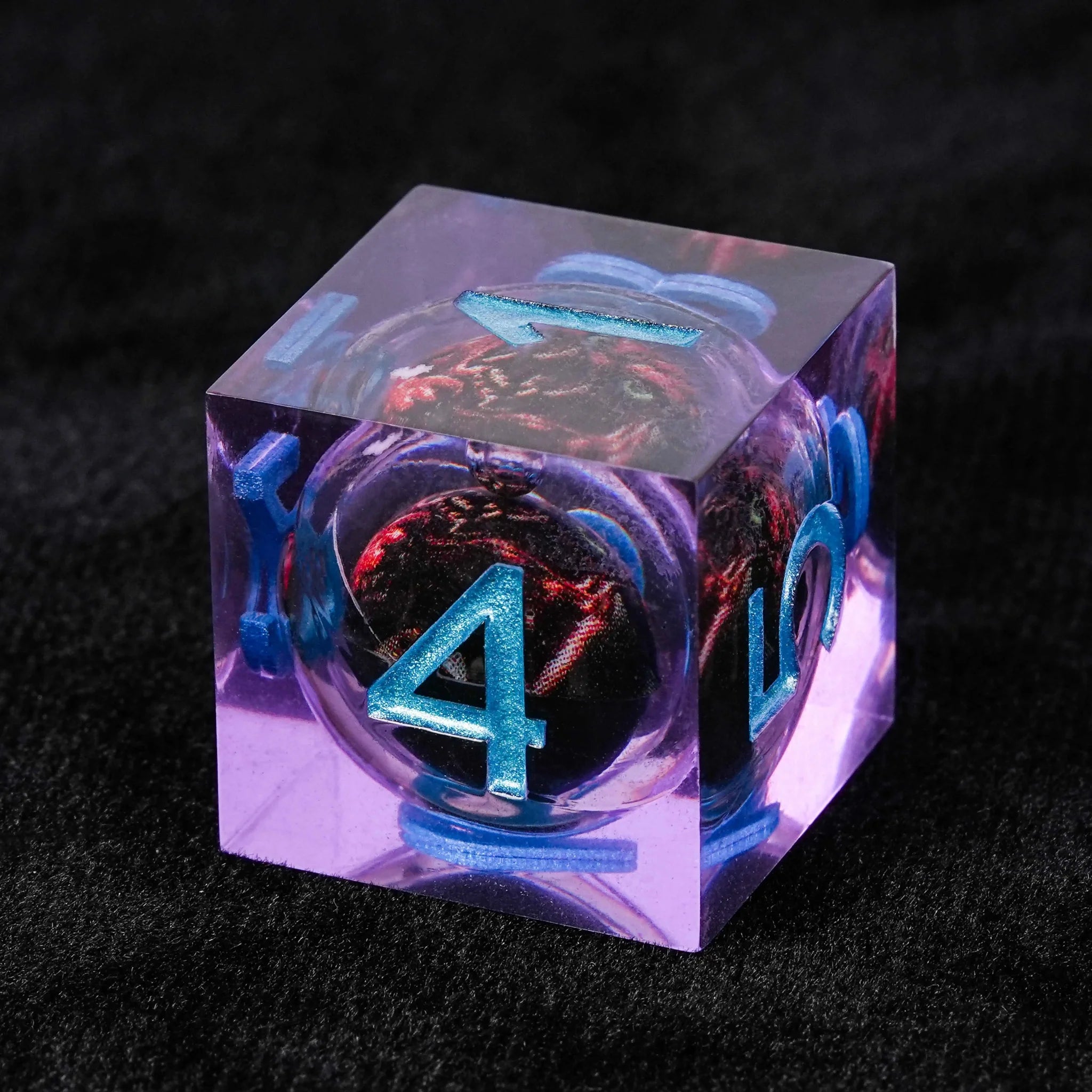 Purple resin dice with sharp edges Quicksand fang monster