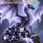 Purple transparent resin liquid core dragon eye DND dice set + Blue Font