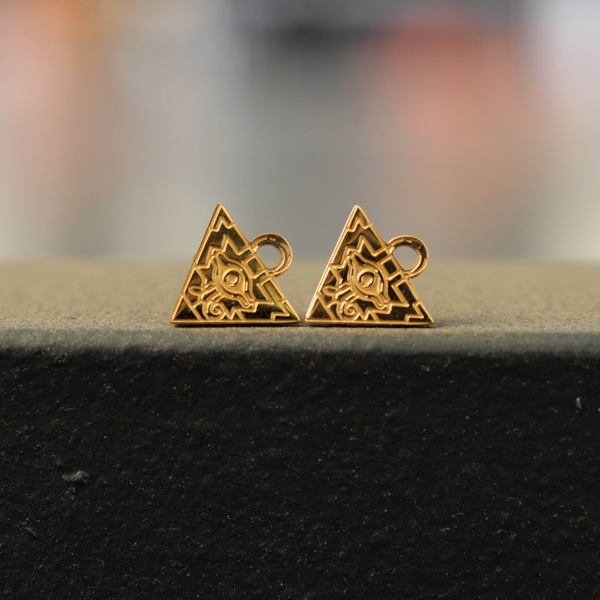 Yu-Gi-Oh!™ Millennium Puzzle Stud Earrings - Chrome / Pair