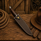 Real Rambo Bowie Knife – Damascus Steel Walnut Wood Handle