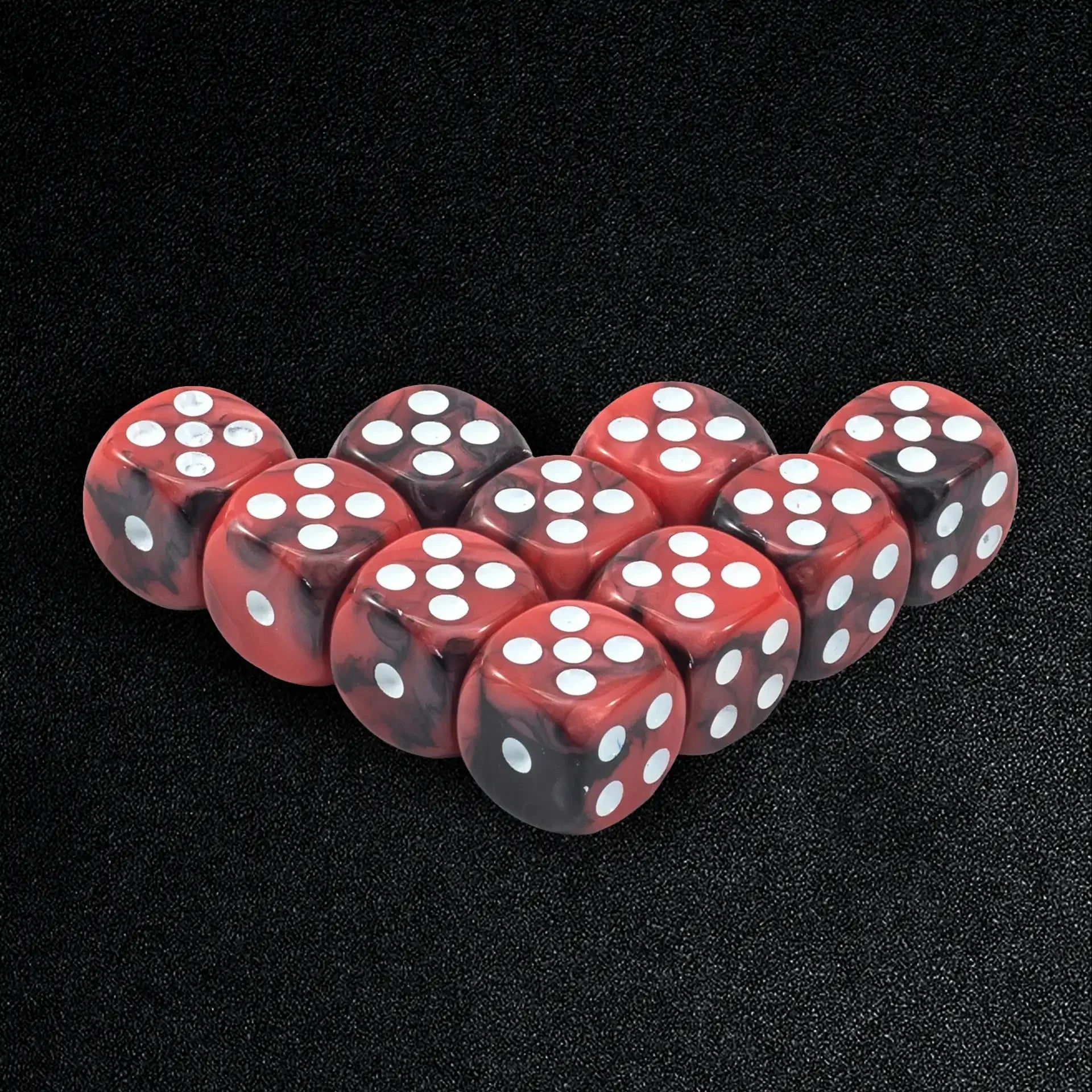 Red and black acrylic dice game props 10 x D6 dice set