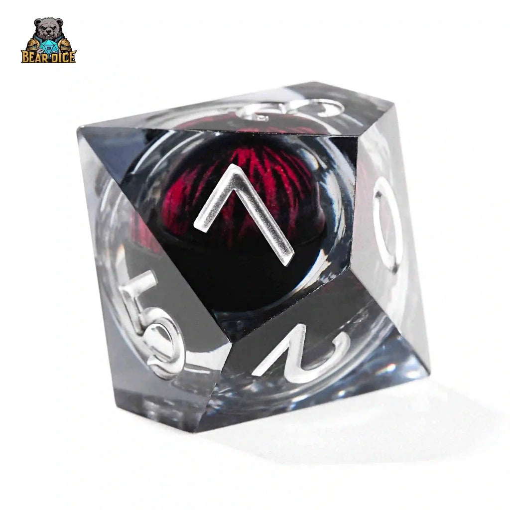Red Eye Spirit Liquid Lock Black Crystal D10 Dice-Resin 10 Siede Dice